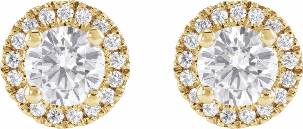 14K Yellow Gold 1 CTW Lab-Grown Diamond Cocktail-Style Stud Earrings