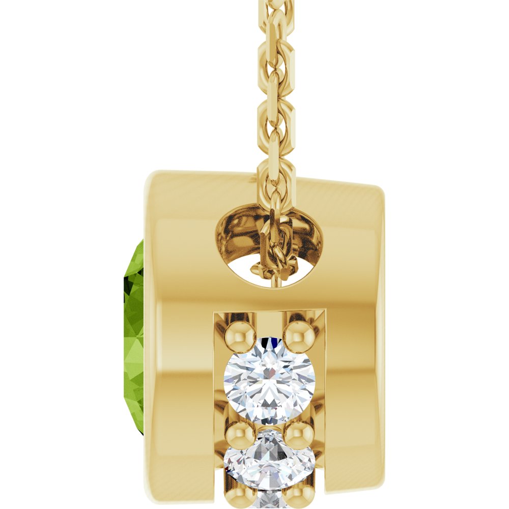 14K Yellow Gold Natural Peridot & .07 CTW Natural Diamond 18" Necklace