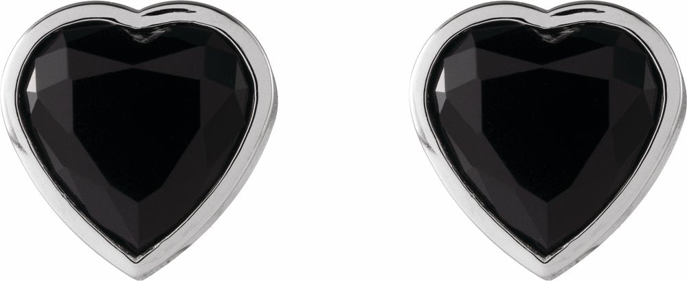 14K White Gold Natural Black Onyx Stud Earrings