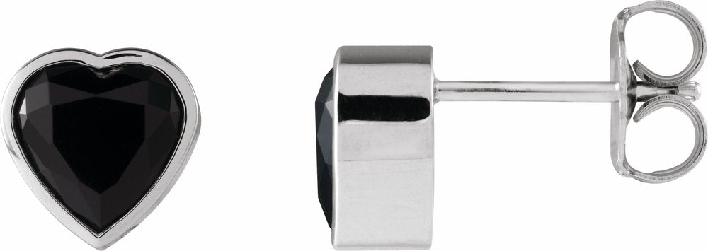 14K White Gold Natural Black Onyx Stud Earrings