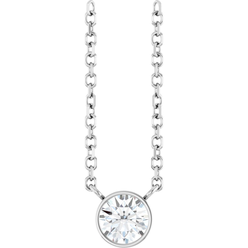 14K White Gold 1/5 CT Natural Diamond 16-18" Necklace