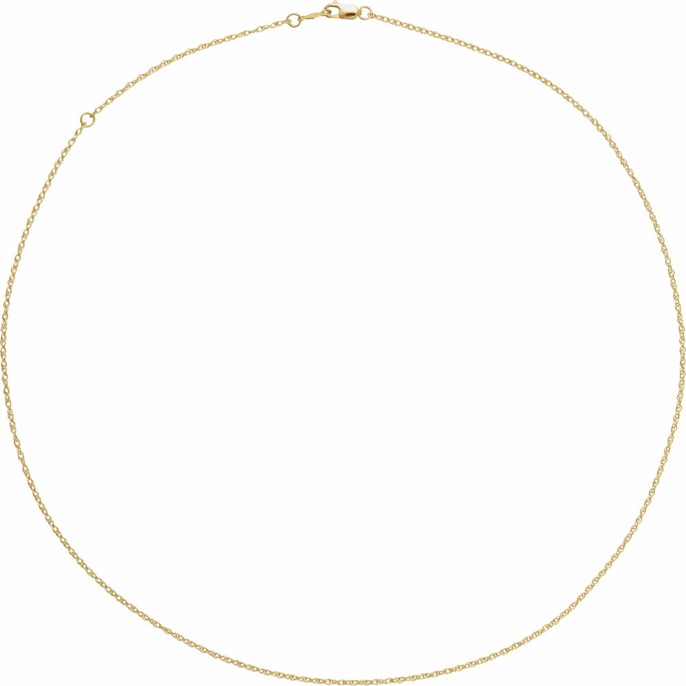 18K Yellow Gold 1.25 mm Rope Adjustable 16-18" Chain