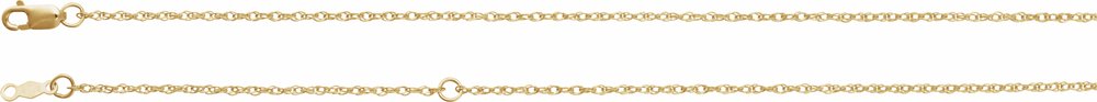 18K Yellow 1.25 mm Rope Adjustable 16-18" Chain