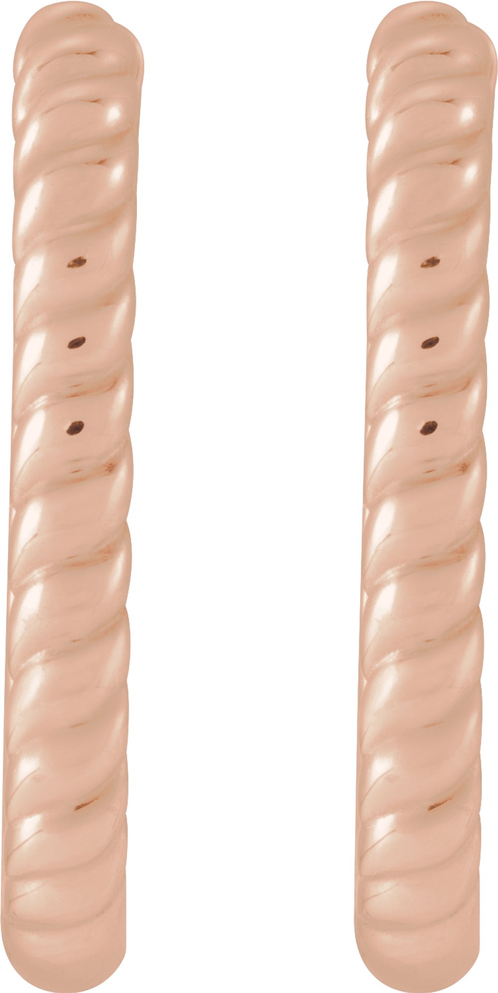 14K Rose Elongated Oval 20 mm Rope Hoop Earrings