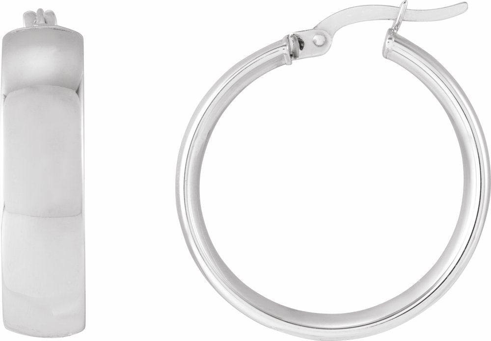 14K White Gold 20 mm Tube Hoop Earrings