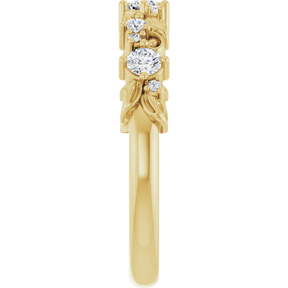14K Yellow Gold 1/4 CTW Natural Diamond Floral Inspired Anniversary Band