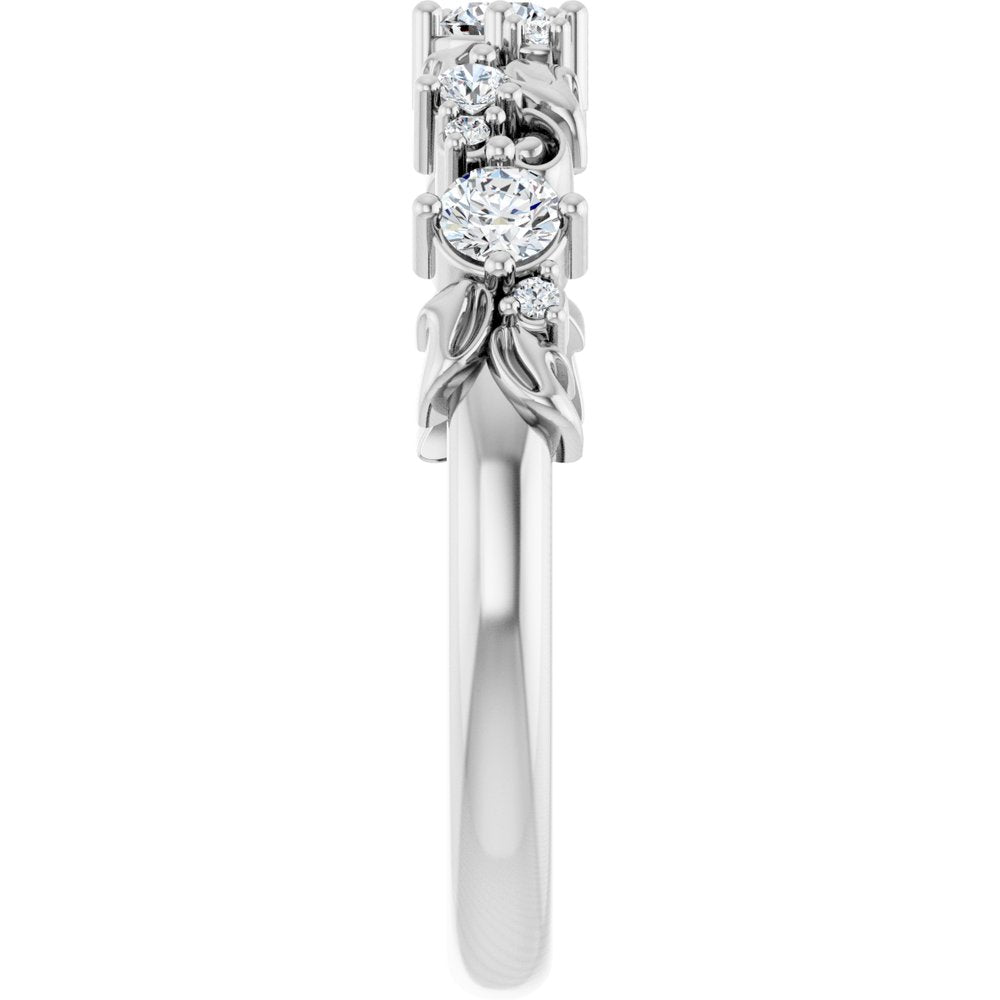 14K White Gold 1/4 CTW Lab-Grown Diamond Floral Inspired Anniversary Band