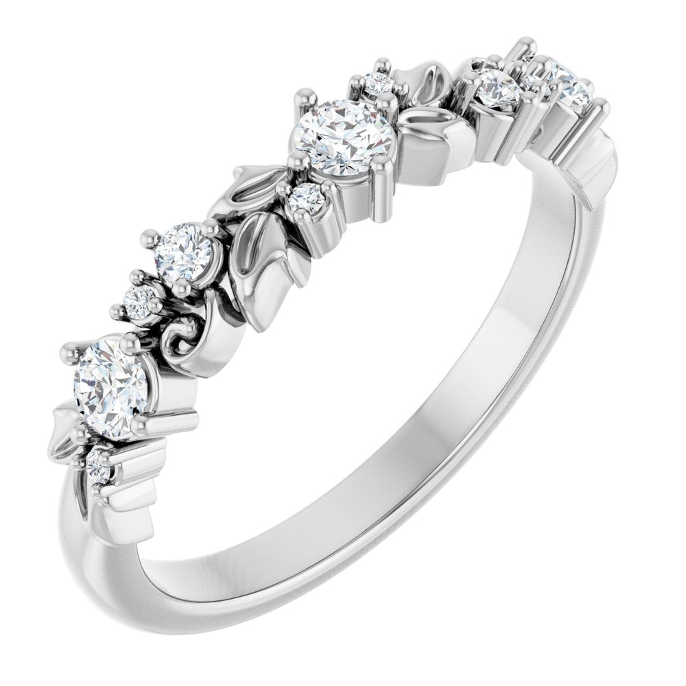 14K White Gold 1/4 CTW Lab-Grown Diamond Floral Inspired Anniversary Band