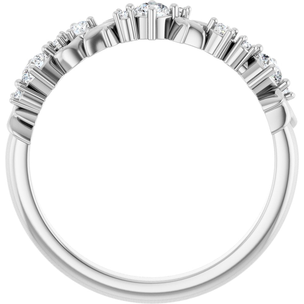 14K White Gold 1/4 CTW Lab-Grown Diamond Floral Inspired Anniversary Band