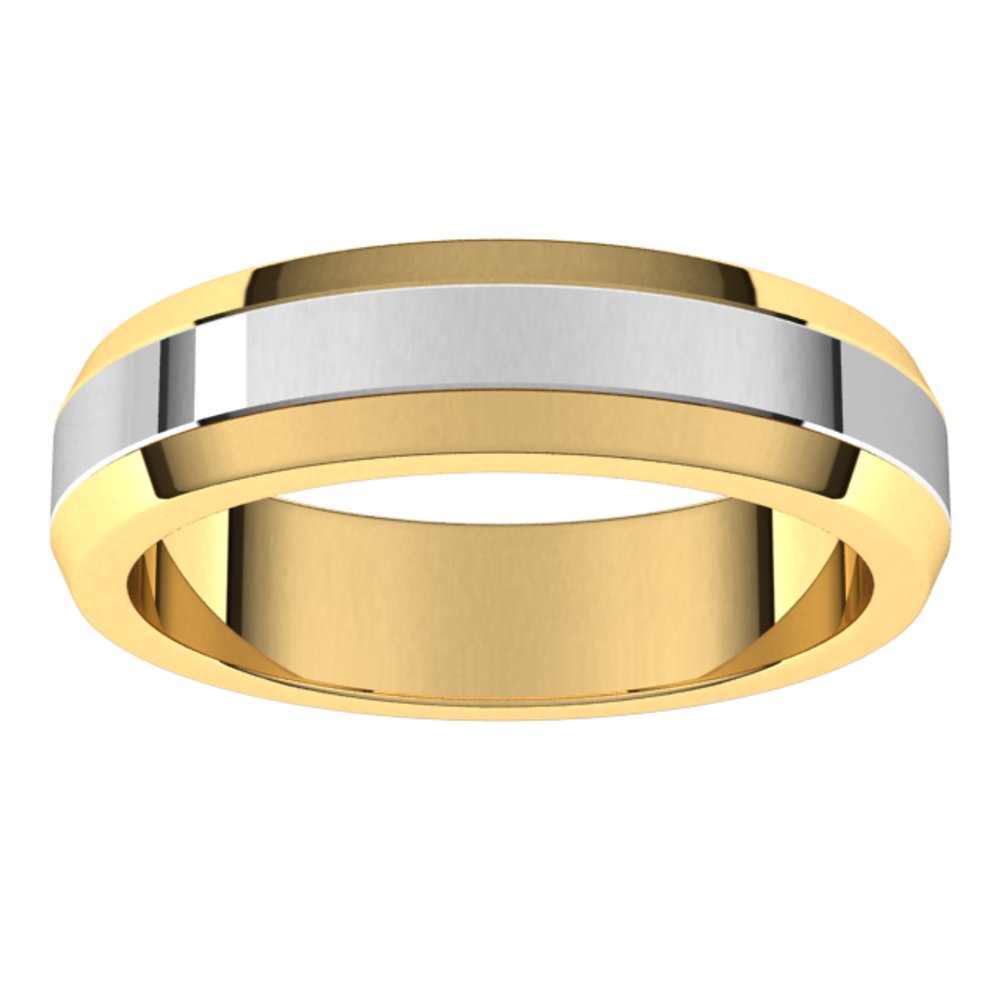 14K Yellow/White 5 mm Beveled-Edge Flat Band Size 8.5