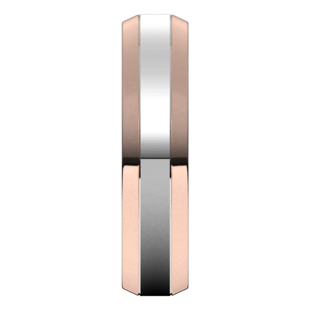14K Rose/White 5 mm Beveled-Edge Flat Band Size 8.5