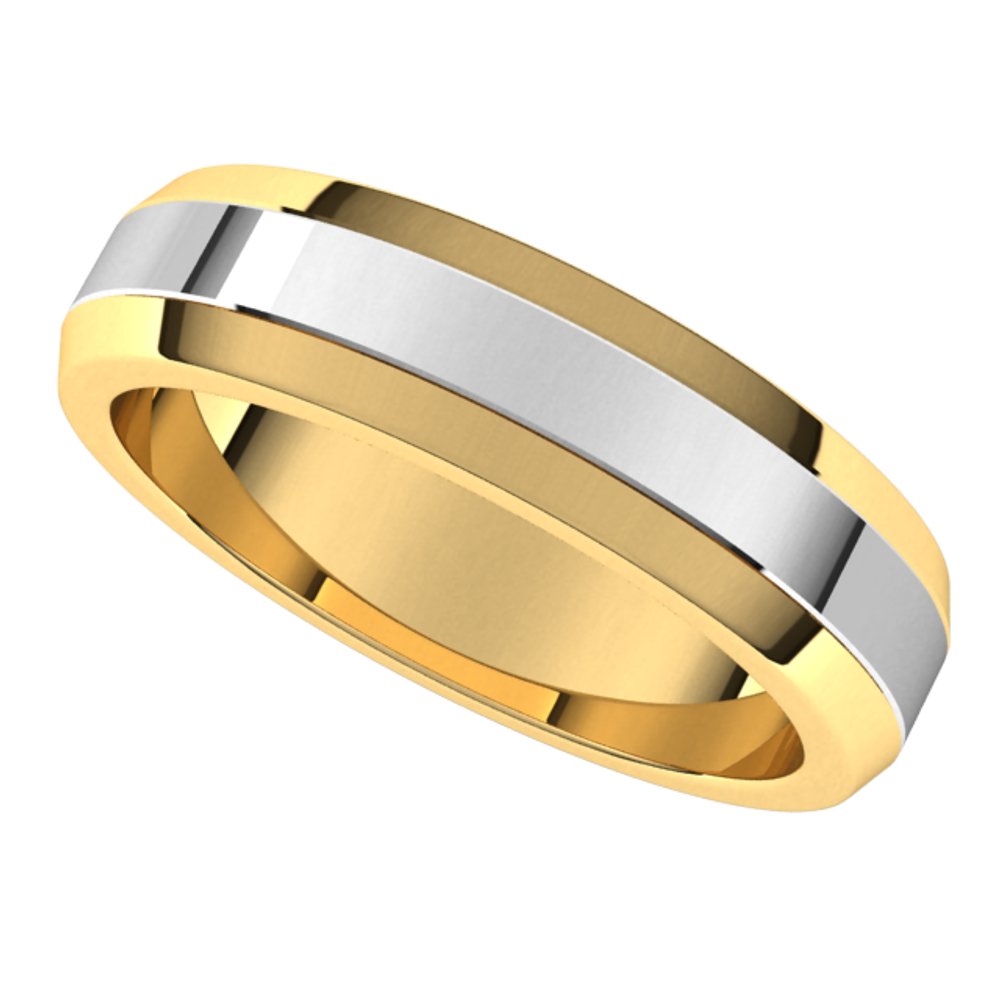 14K Yellow/White 5 mm Beveled-Edge Flat Band Size 8.5