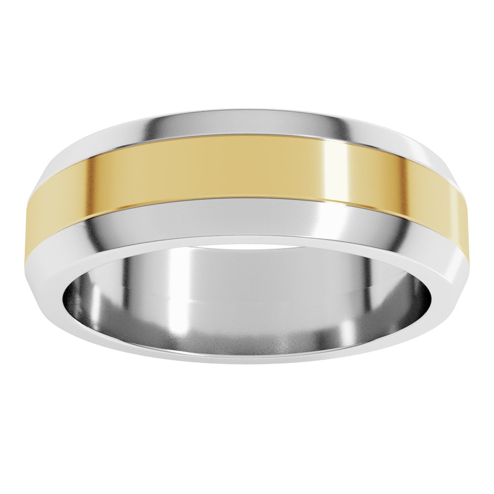14K White/Yellow 6 mm Beveled-Edge Flat Band
