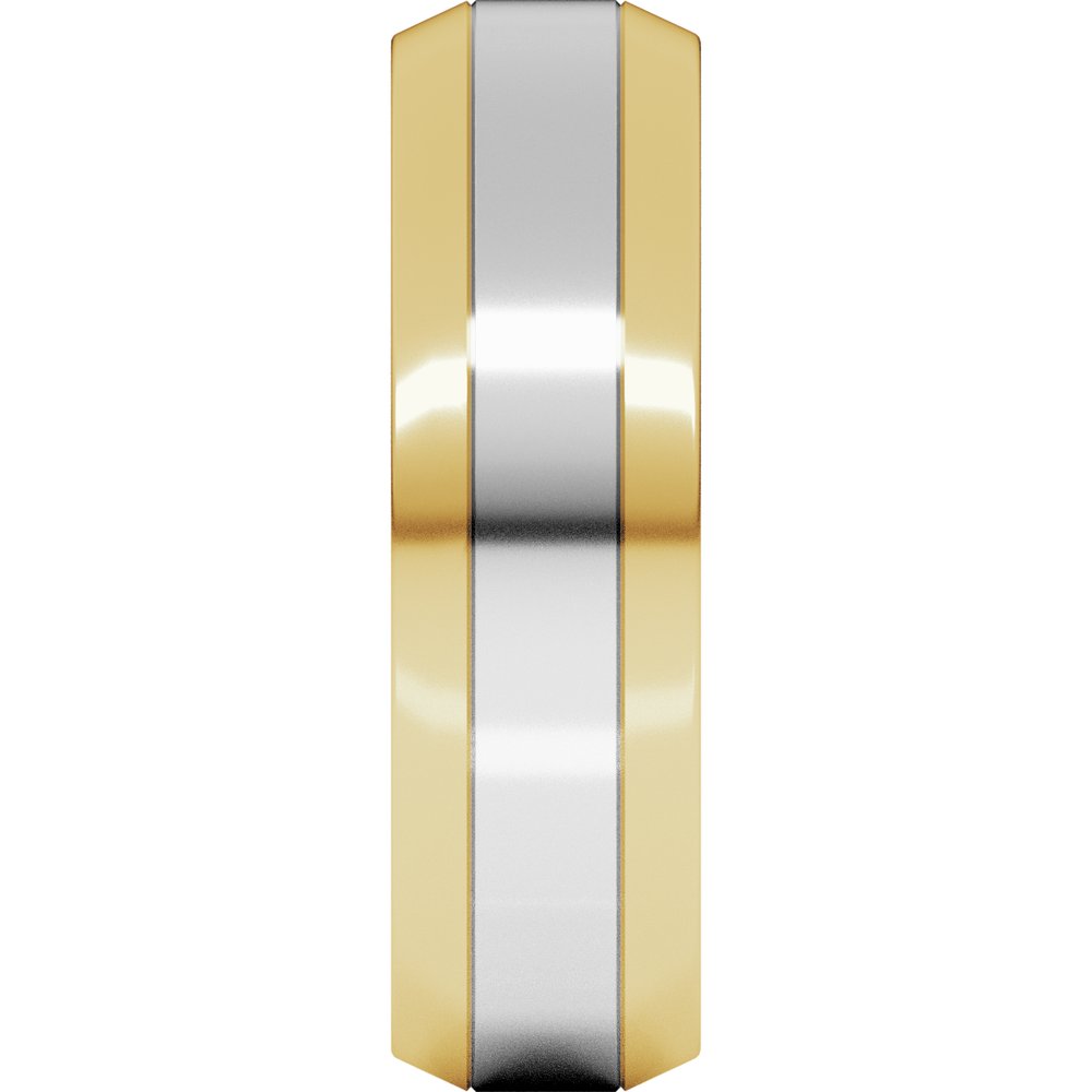 14K Yellow/White 6 mm Beveled-Edge Flat Band