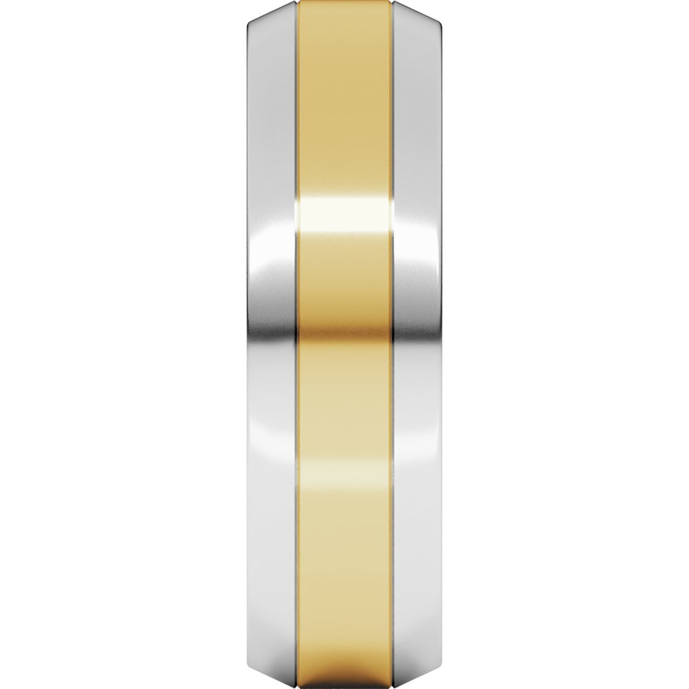 14K White/Yellow 6 mm Beveled Edge Band