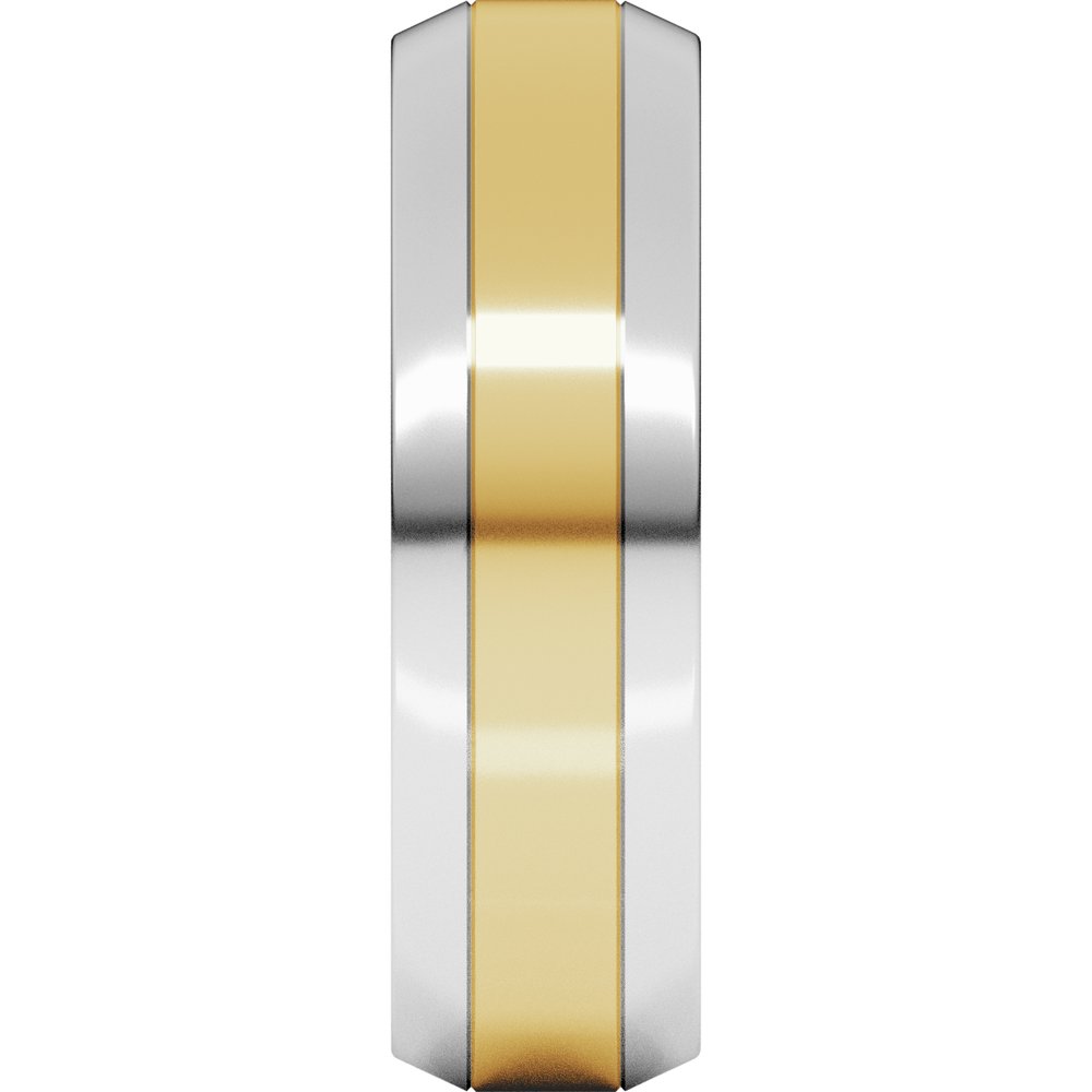 14K White/Yellow 6 mm Beveled-Edge Flat Band