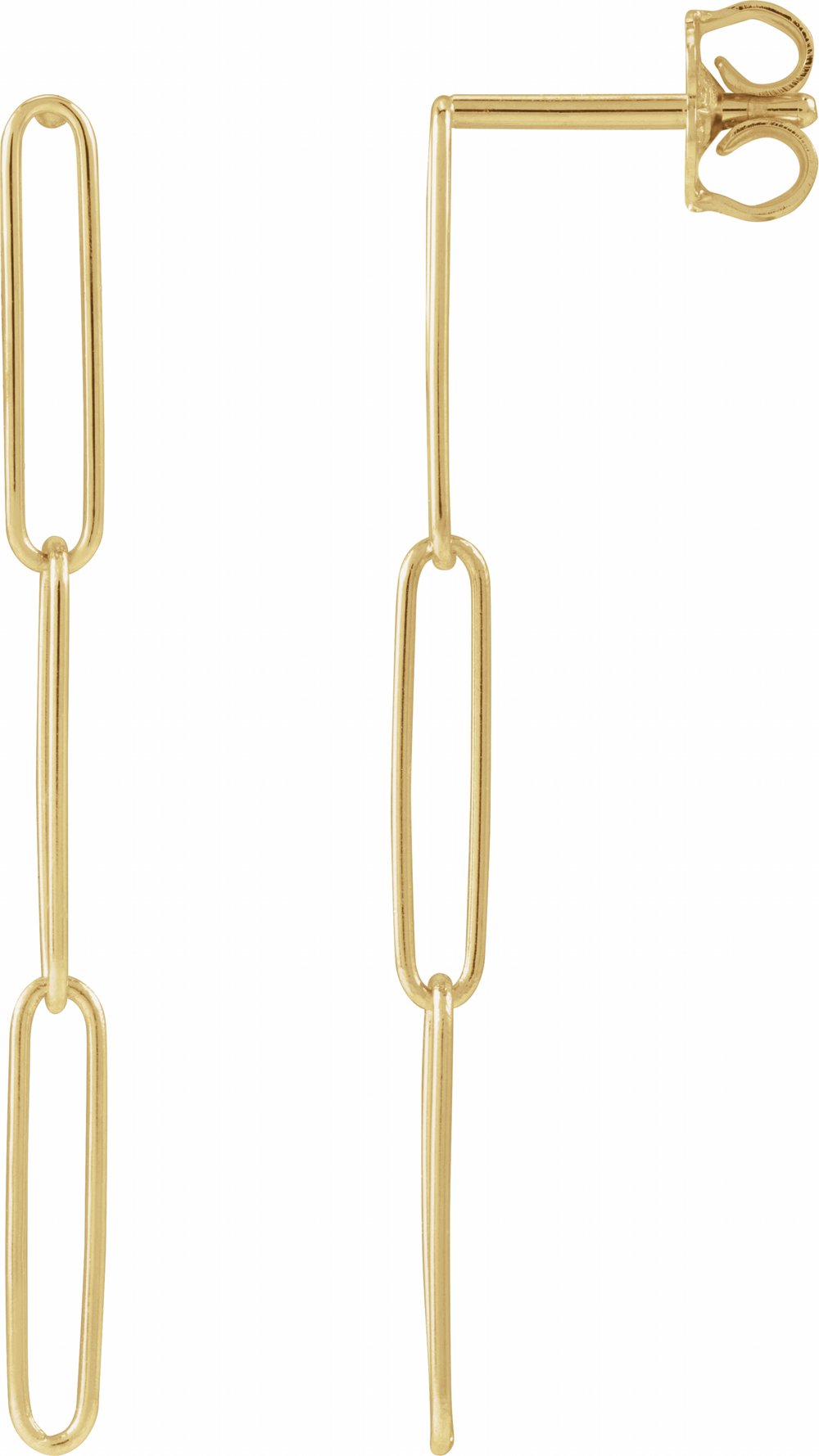 14K Yellow Gold Paperclip-Style Earrings