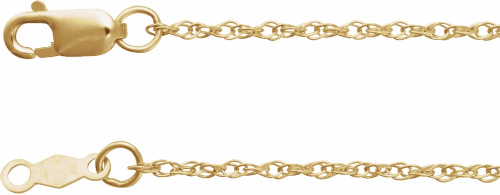 18K Yellow Gold 1.25 mm Rope Adjustable 16-18" Chain