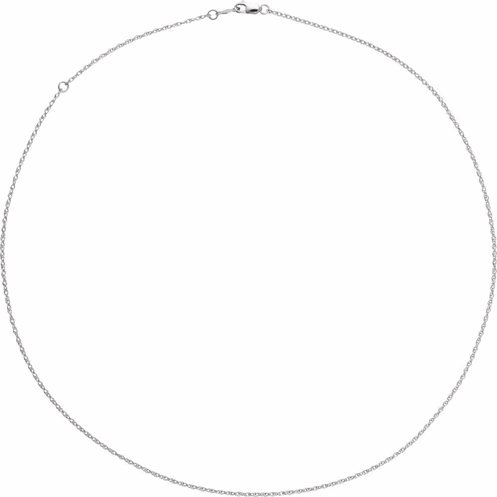 18K White Gold 1.25 mm Rope Adjustable 16-18" Chain