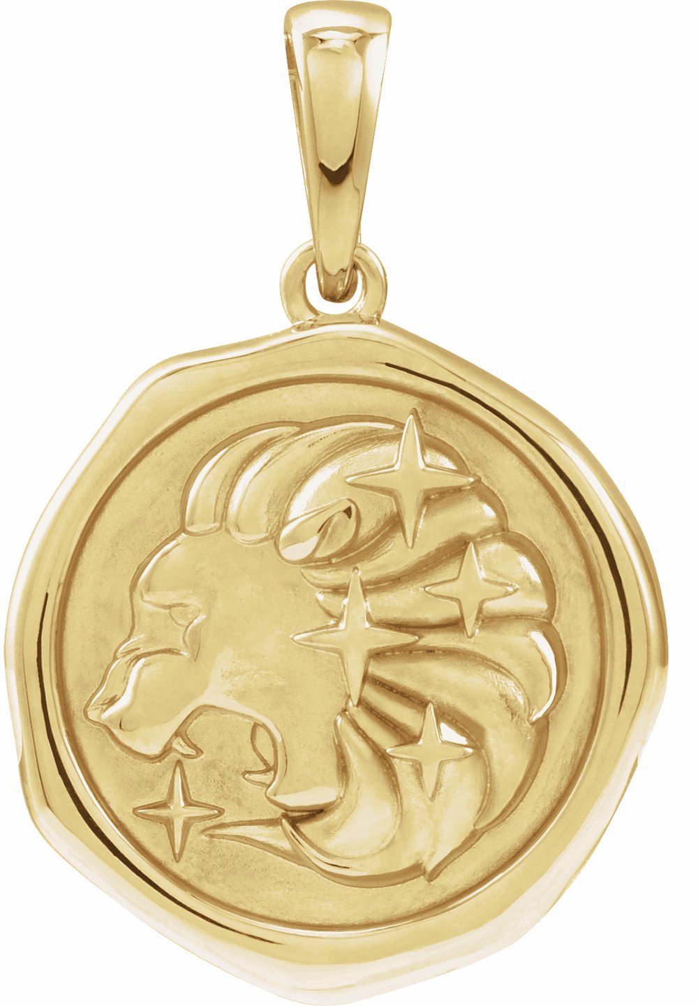 14K Yellow Gold Symbolic Lion Animal Pendant
