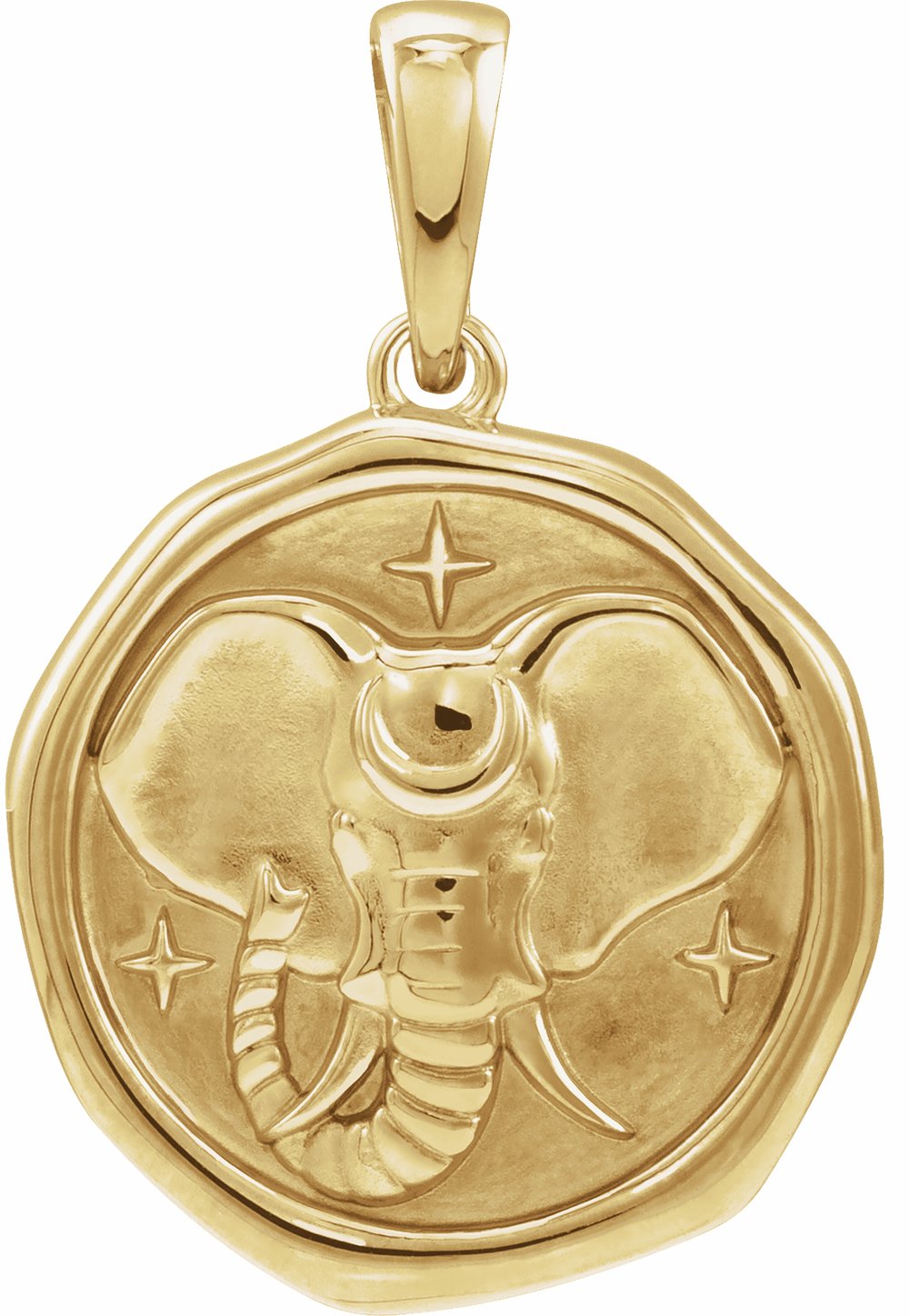 14K Yellow Gold Symbolic Elephant Animal Pendant