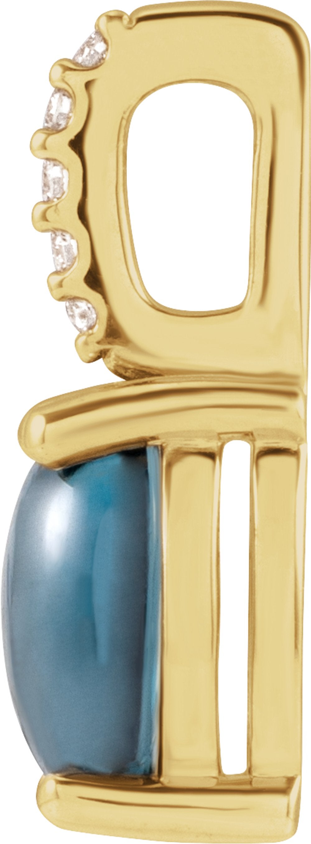 14K Yellow 7x5 mm Natural London Blue Topaz & .02 CTW Natural Diamond Charm/Pendant