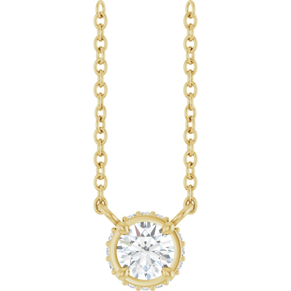 14K Yellow 1/4 CTW Natural Diamond Hidden Halo 18" Necklace
