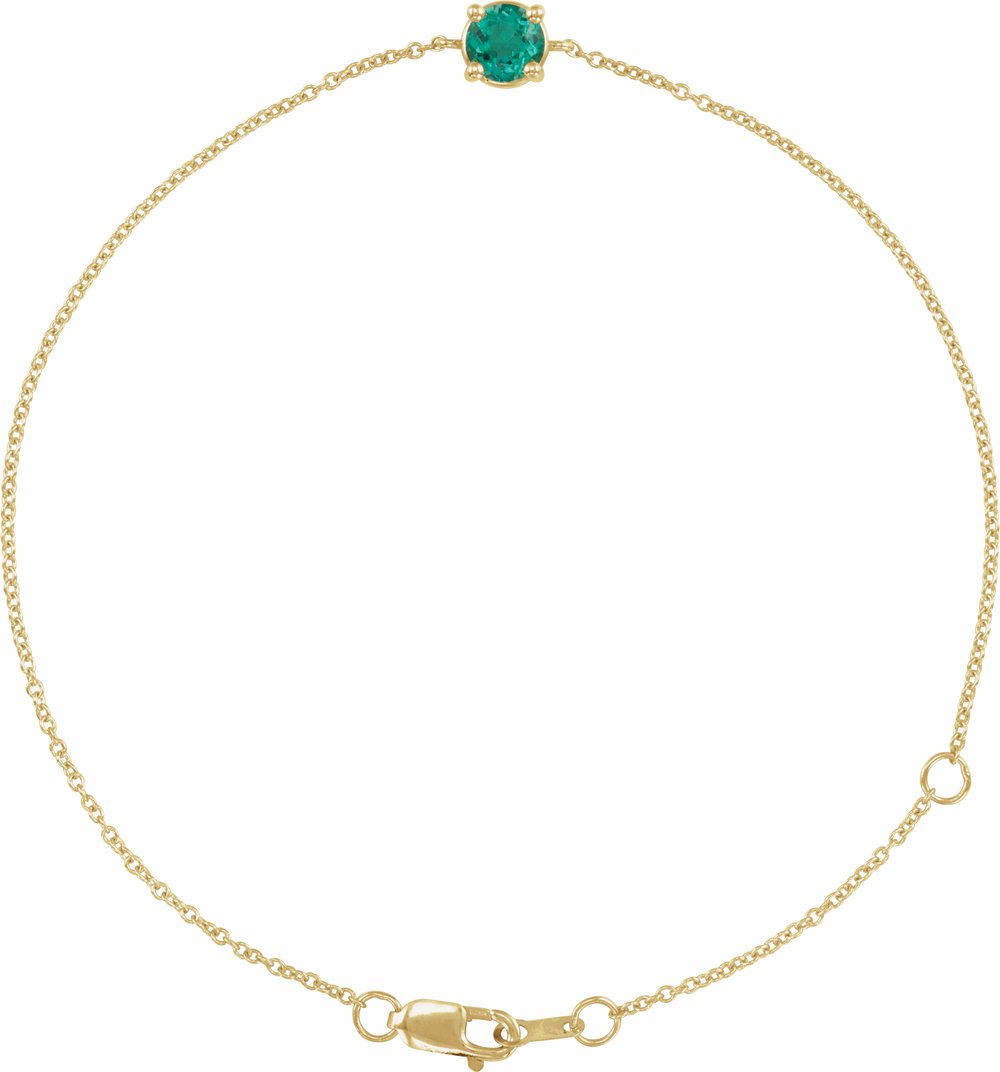 14K Yellow Natural Emerald 6 1/2-7-1/2" Bracelet