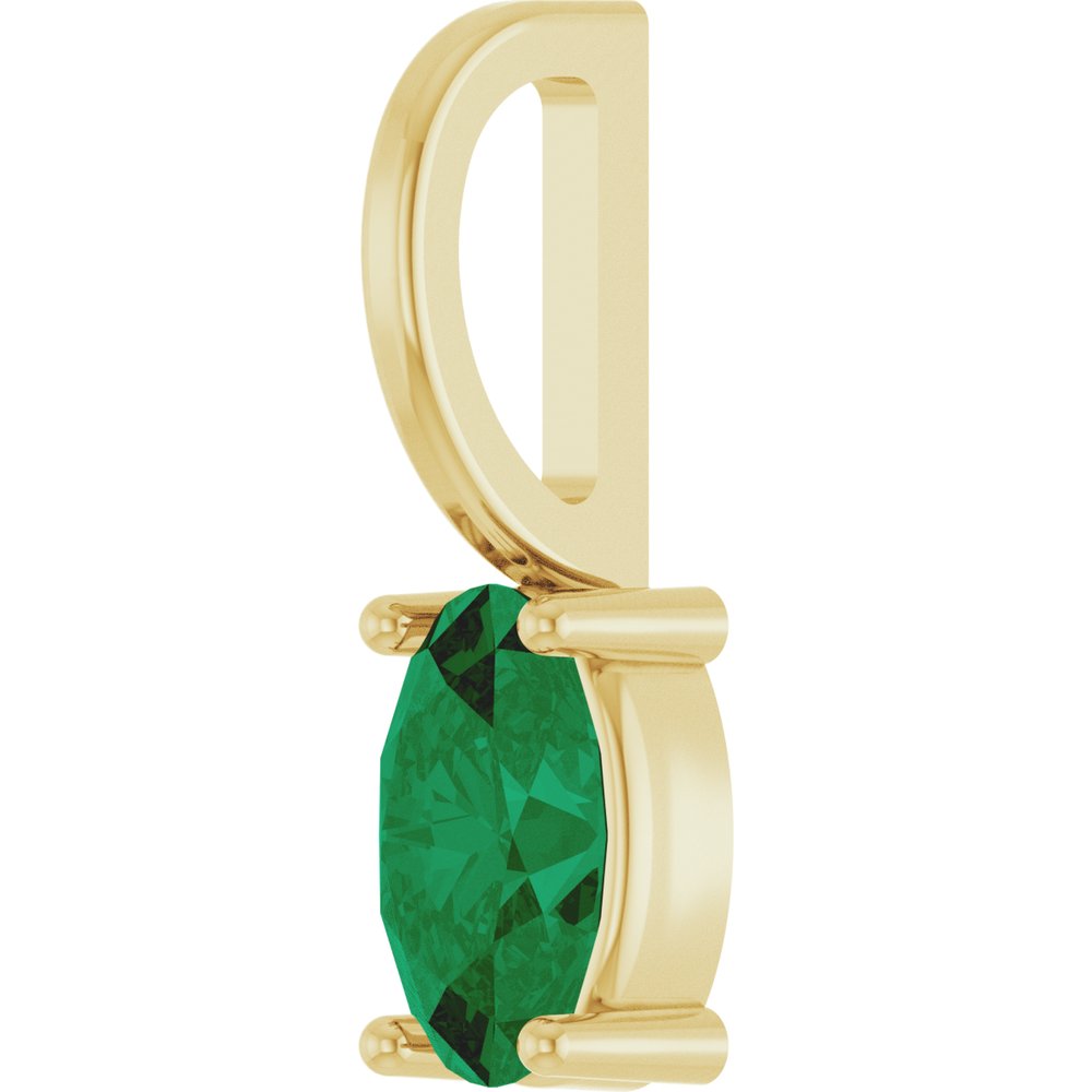 14K Yellow 5x3 mm Lab-Grown Emerald Charm/Pendant