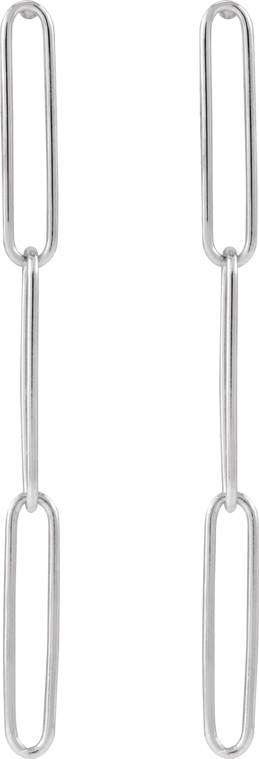 14K White Gold Paperclip-Style Earrings