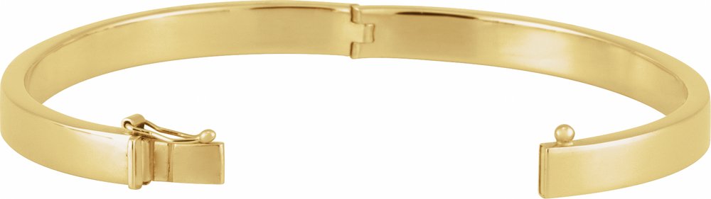 14K Yellow Engravable 6 mm Tube Hinged Bangle 7" Bracelet