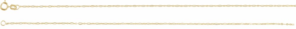 14K Yellow Gold 1.25 mm Figaro 18" Chain