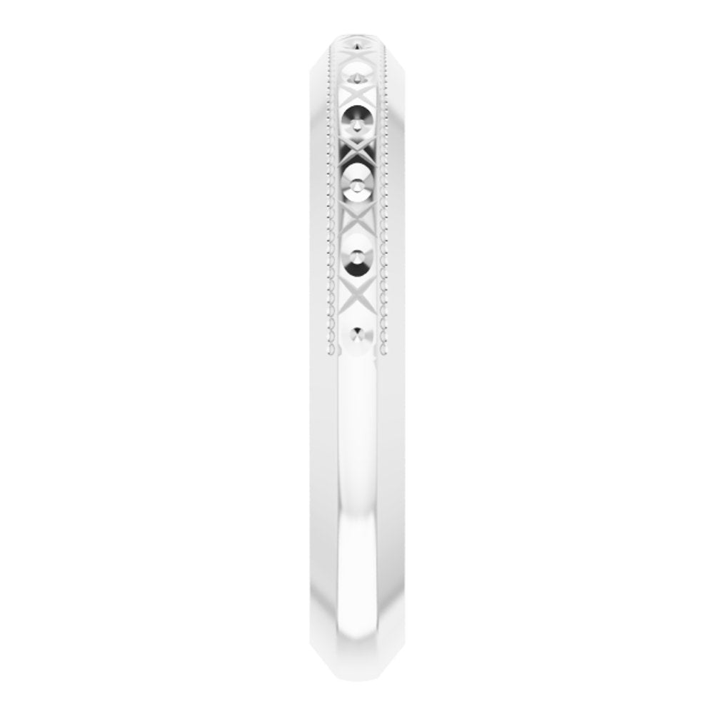 14K White Gold 3 mm Milgrain Geometric Band Size 7