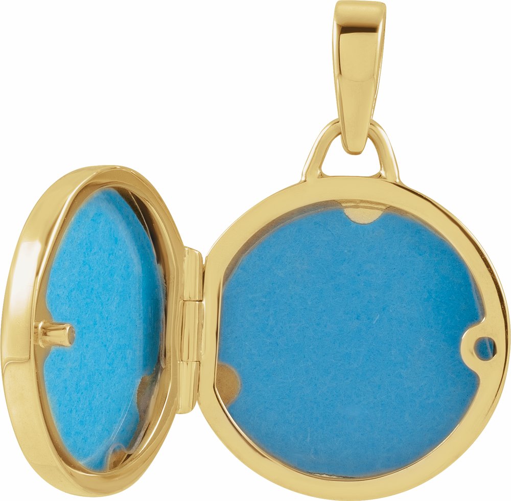 14K Yellow Gold Round Locket Pendant