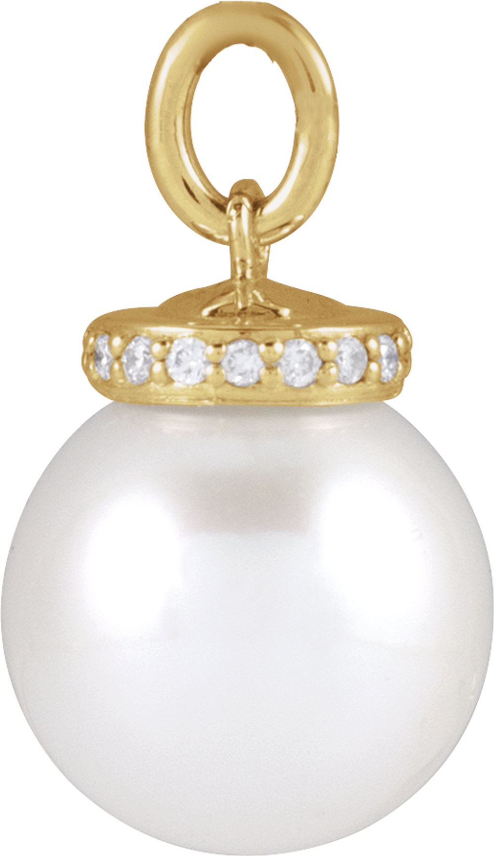 14K Yellow Cultured White Akoya Pearl & .04 CTW Natural Diamond Pendant