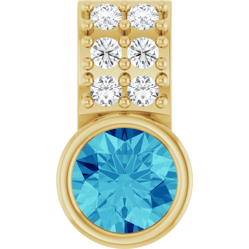 14K Yellow Gold Natural Blue Zircon & .04 CTW Natural Diamond Pendant