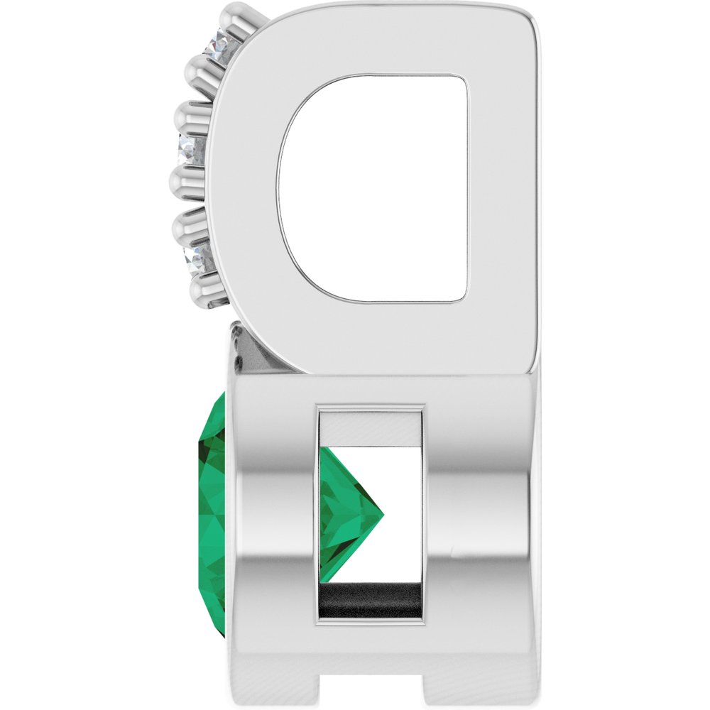 14K White Gold Lab-Grown Emerald & .04 CTW Natural Diamond Pendant