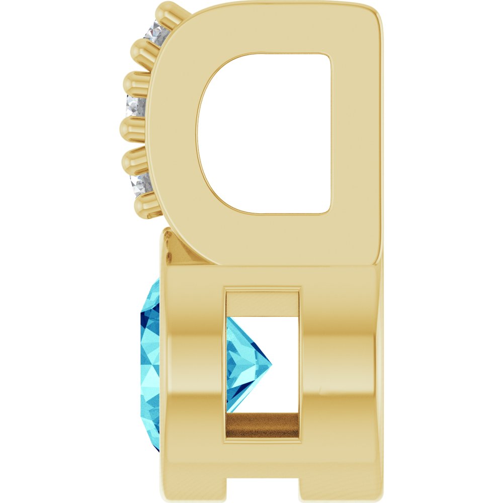 14K Yellow Gold Natural Blue Zircon & .04 CTW Natural Diamond Pendant
