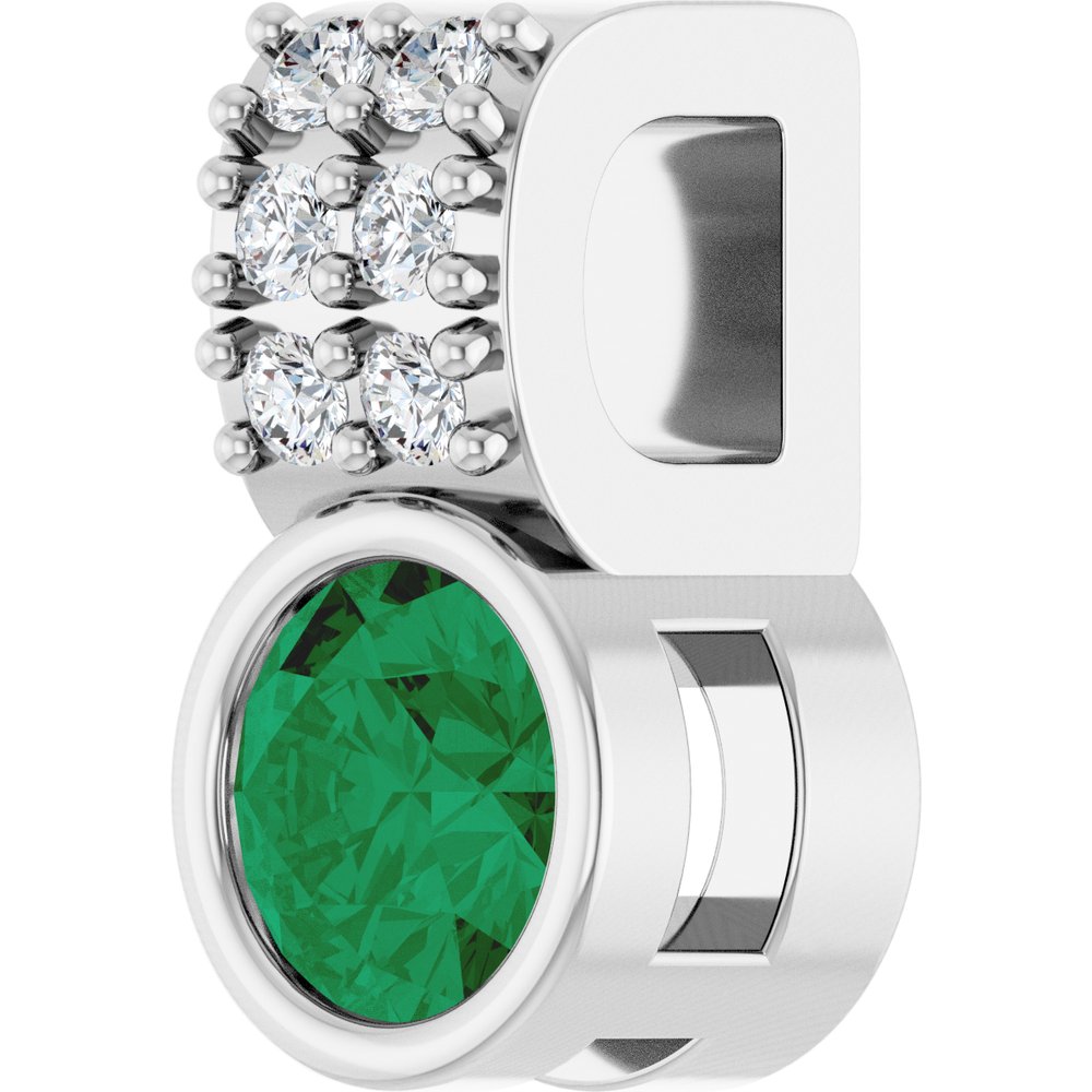 14K White Gold Lab-Grown Emerald & .04 CTW Natural Diamond Pendant