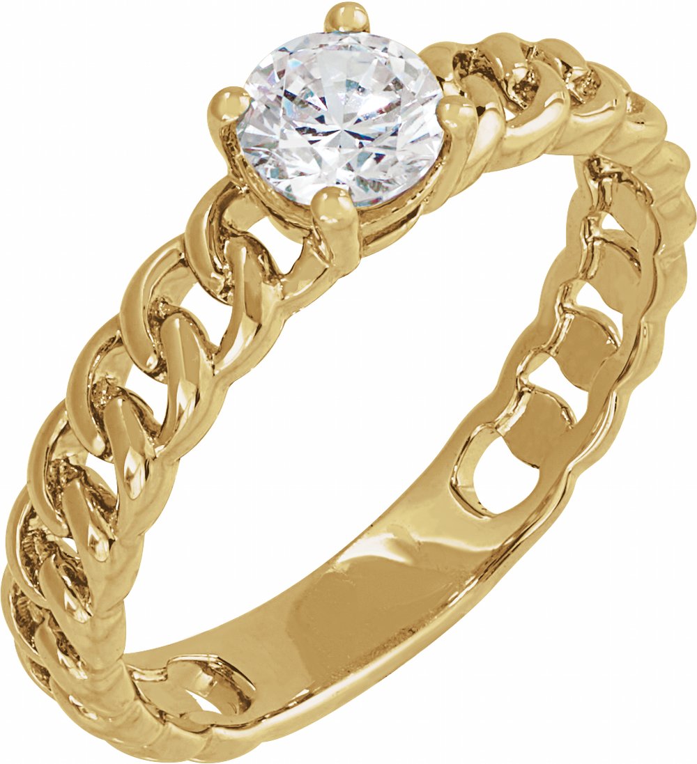 14K Yellow Gold 1/2 CT Lab-Grown Diamond Solitaire Ring