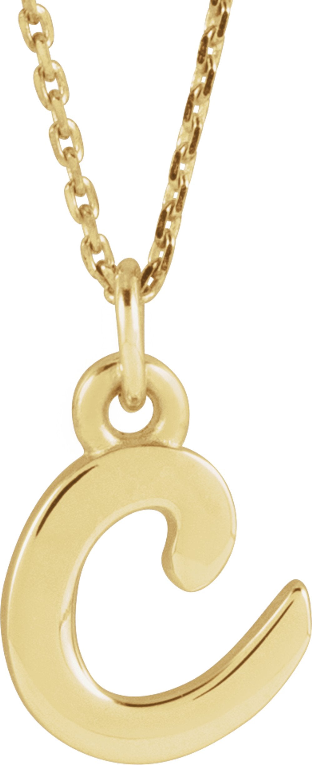 14K Yellow Gold Petite Initial C 16" Necklace