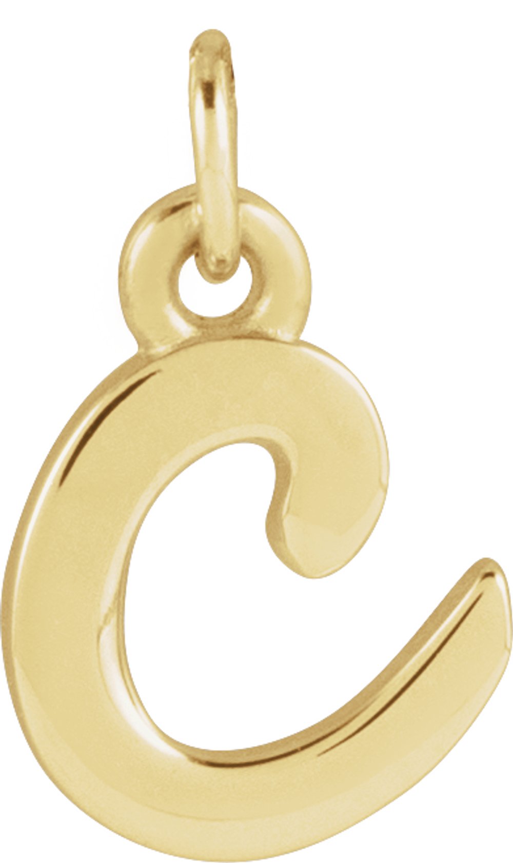 14K Yellow Gold Petite Initial C Pendant