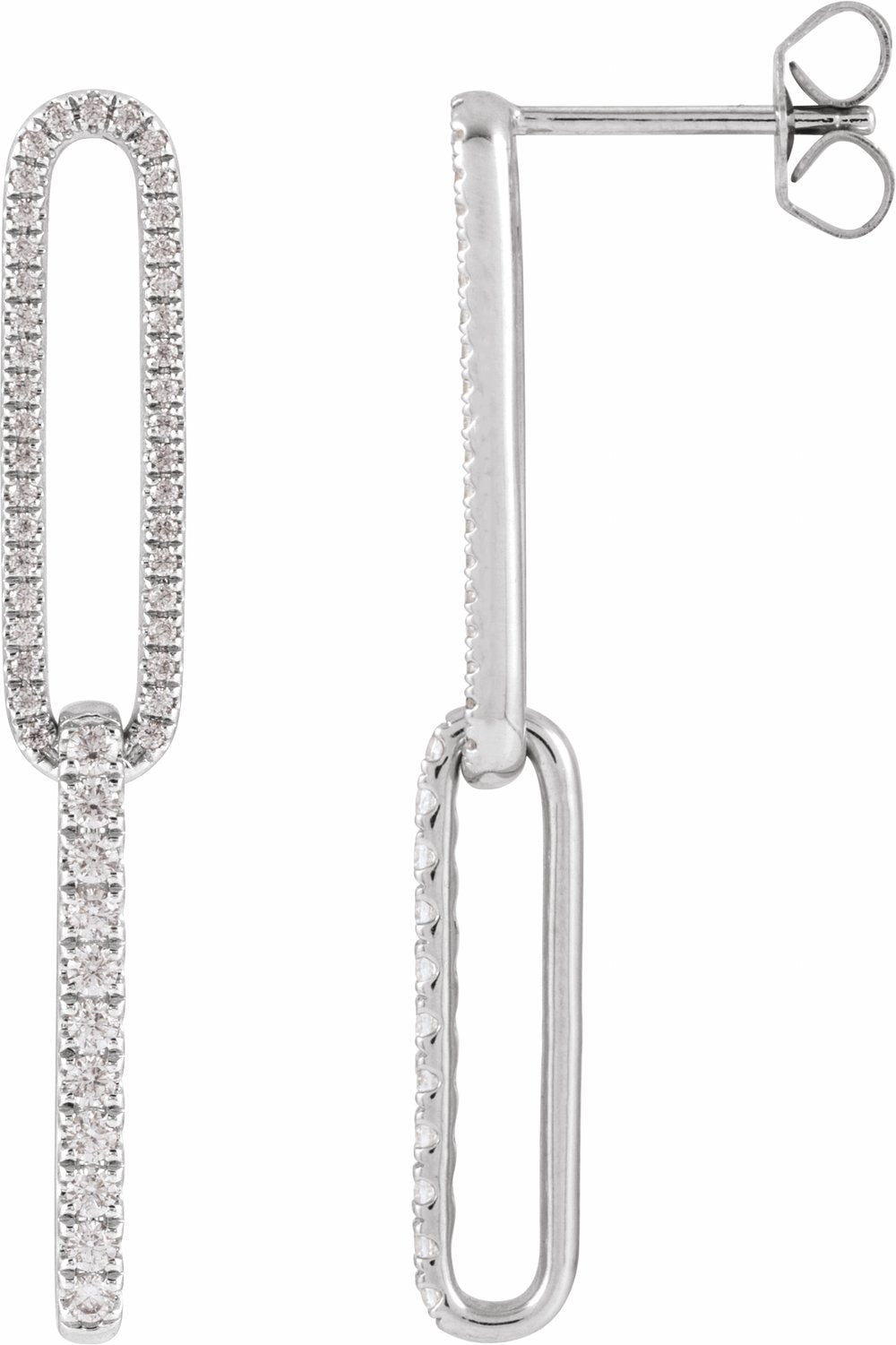 14K White Gold 1/2 CTW Lab-Grown Diamond Elongated Link Earrings