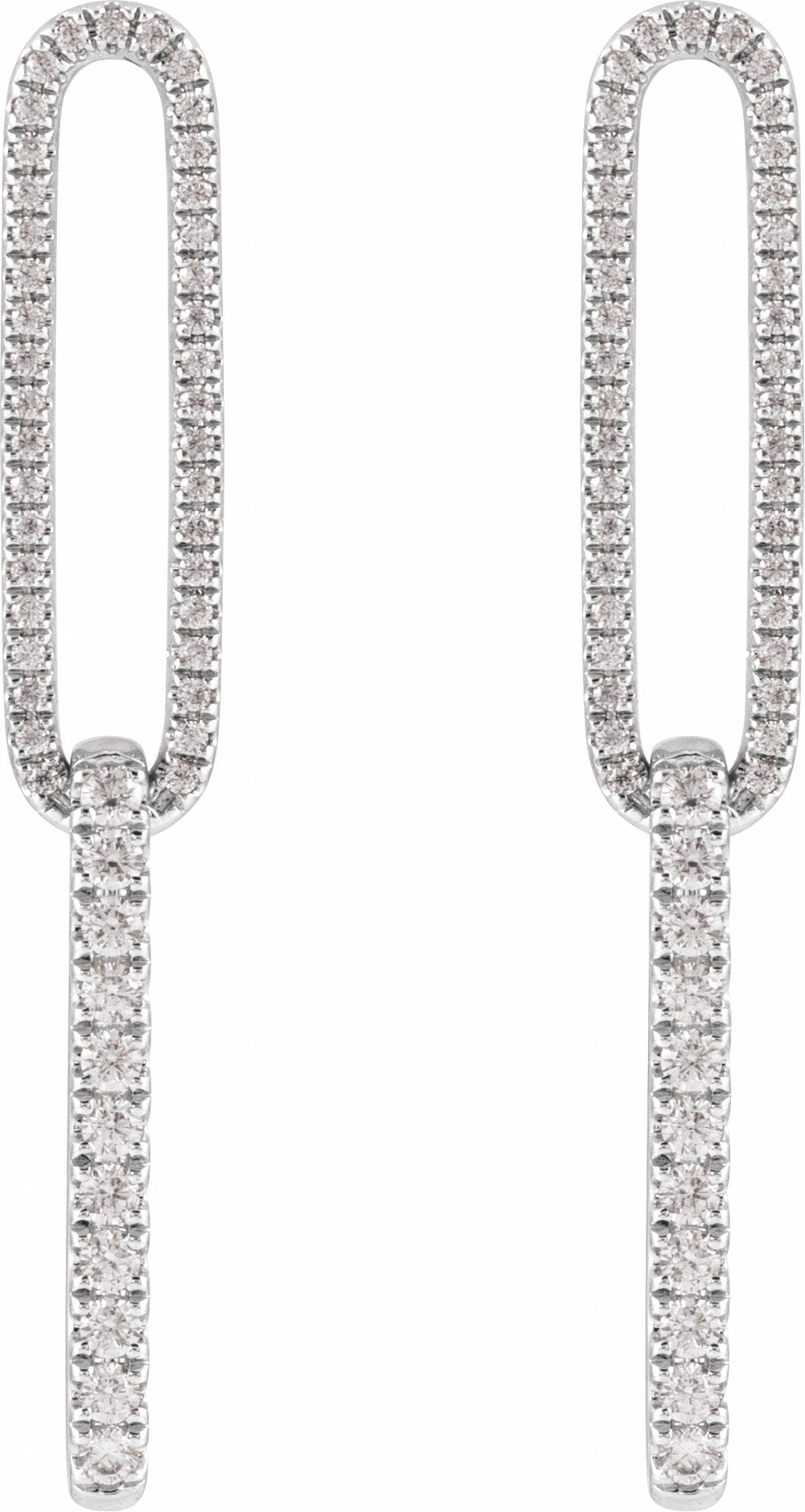 14K White Gold 1/2 CTW Lab-Grown Diamond Elongated Link Earrings
