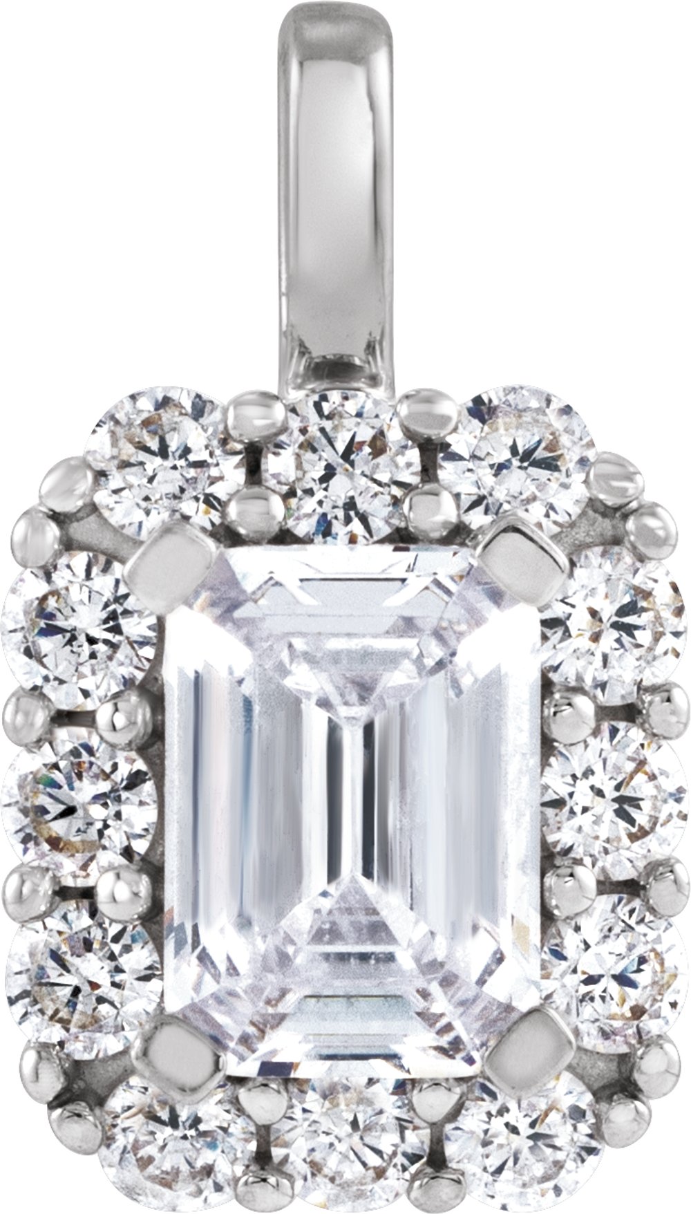 14K White 1 1/2 CTW Lab-Grown Diamond Halo-Style Pendant