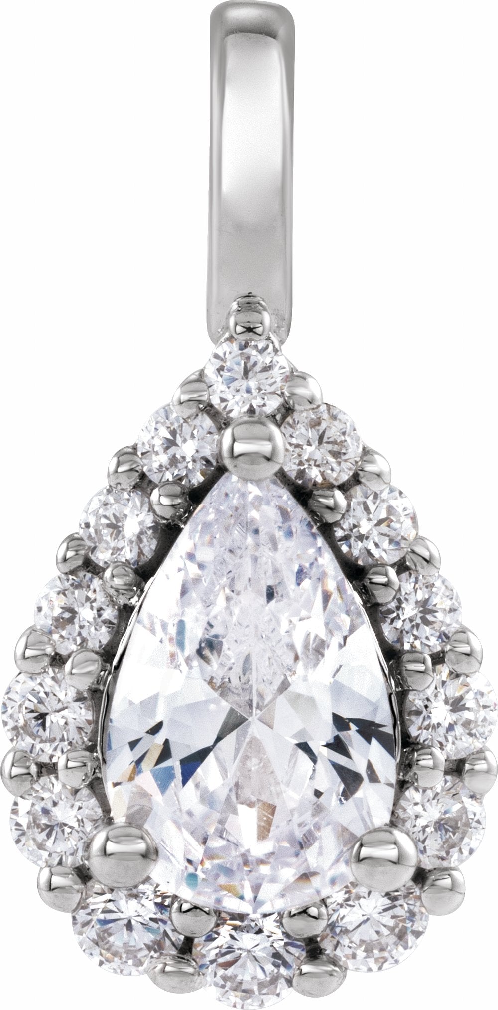 14K White 1 1/2 CTW Lab-Grown Diamond Halo-Style Pendant