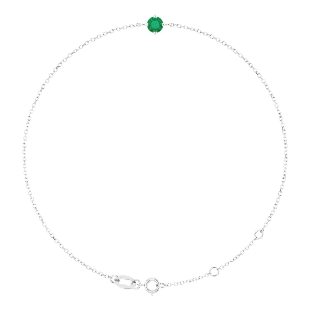 14K White 4 mm Lab-Grown Emerald 6 1/2-7 1/2" Bracelet