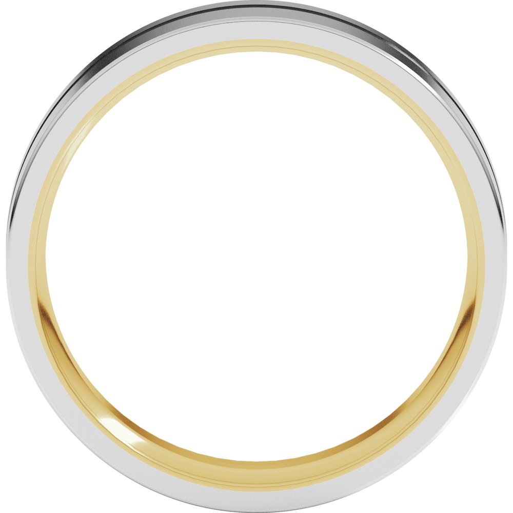 18K Yellow/White 6 mm Grooved Comfort-Fit Flat Band Size 9.5