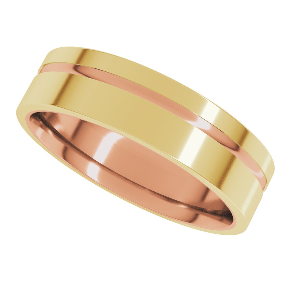 10K Rose/Yellow 6 mm Grooved Comfort-Fit Flat Band Size 8