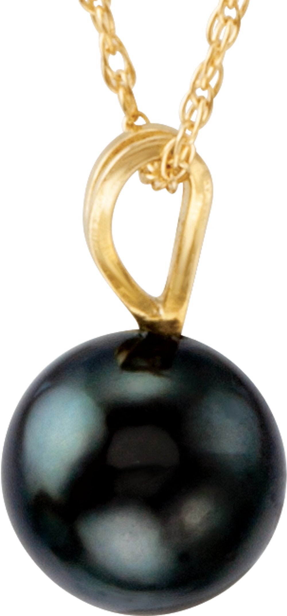 14K Yellow Gold Cultured Black Akoya Pearl 18" Necklace